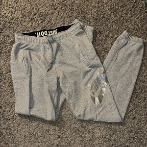 Nike Gray Joggers with Silver Logo